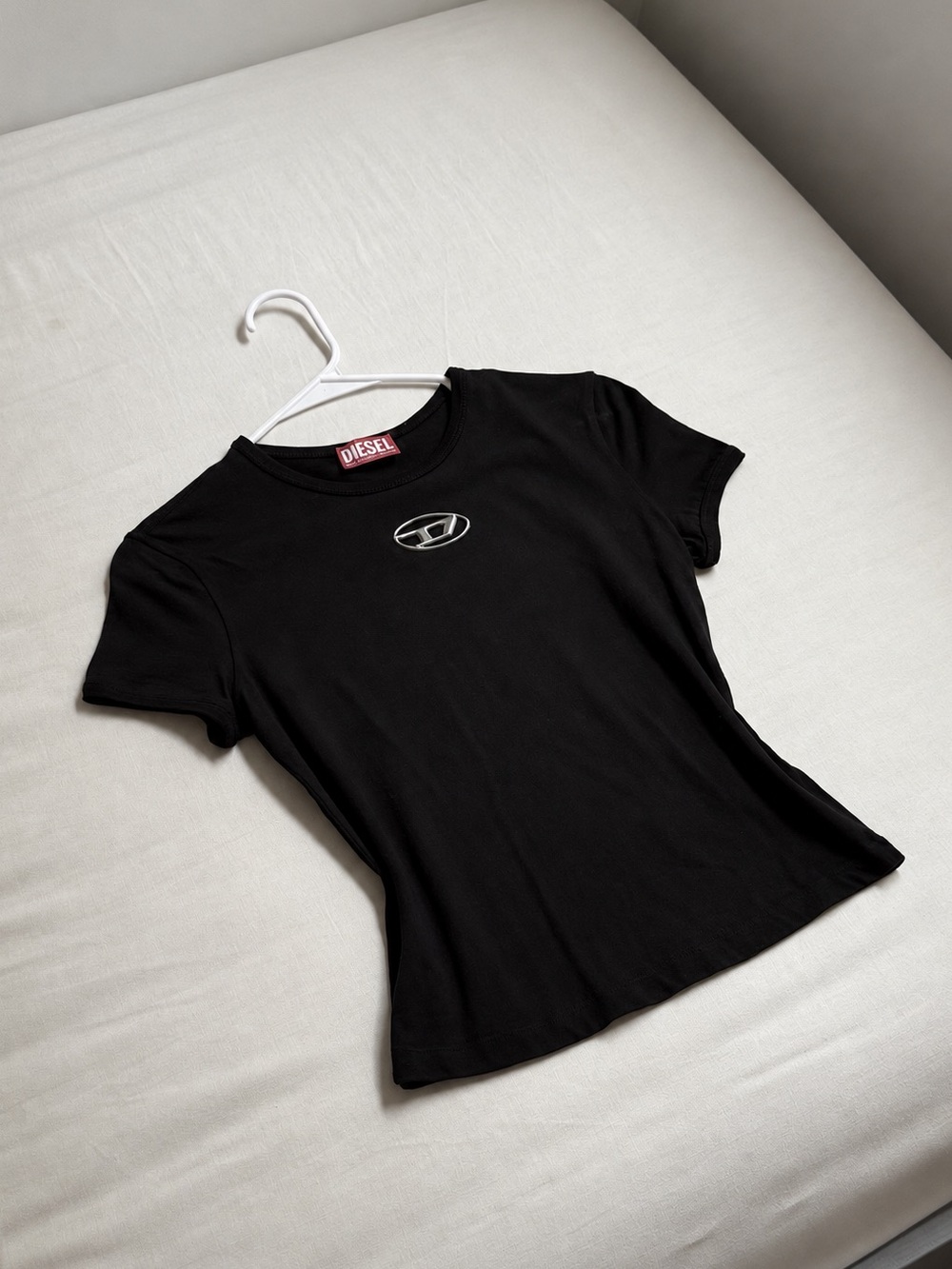 Diesel Black Short Sleeve Tee with Silver Emblem